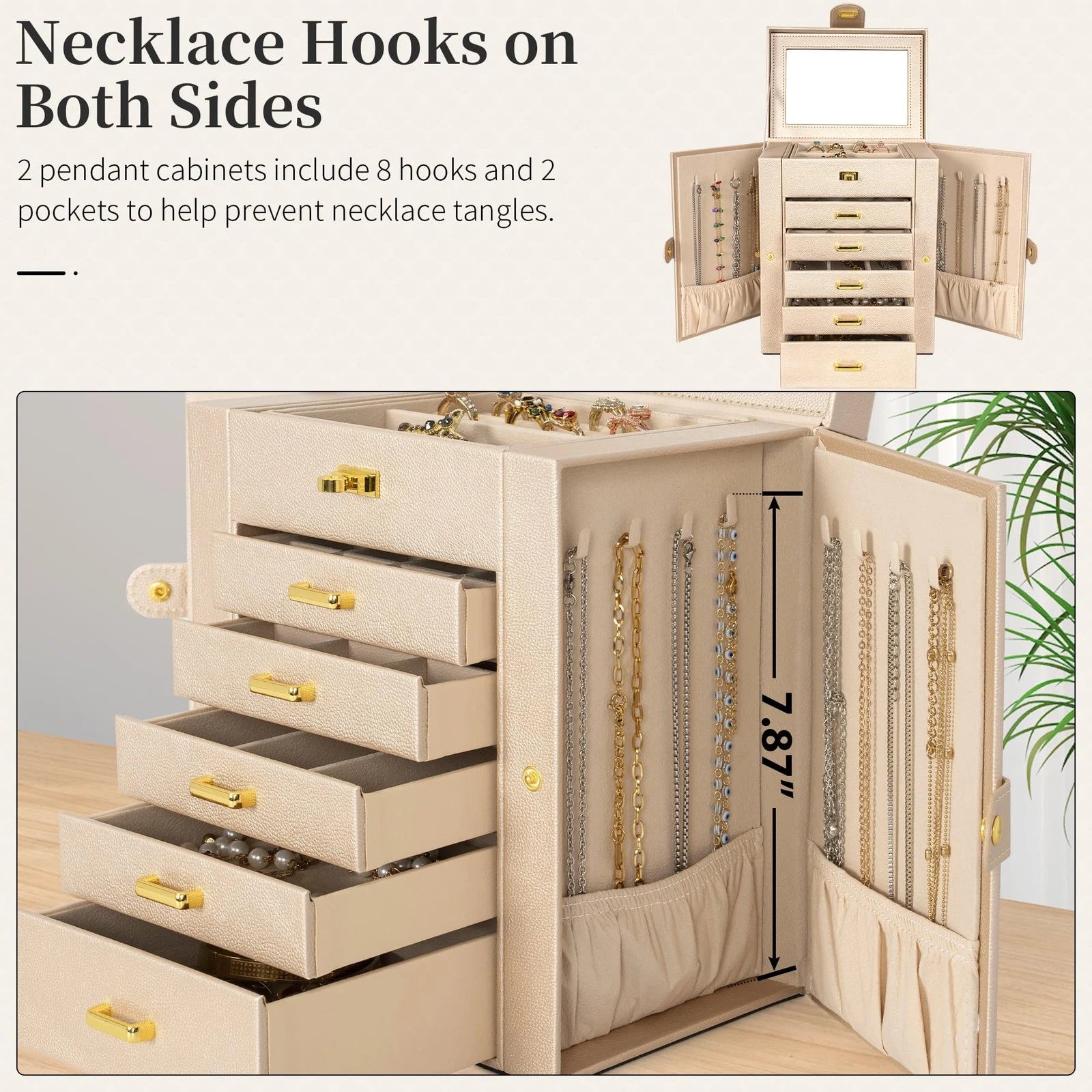 6-Tier Jewelry Box Organizer Functional Leather Jewelry Storage Case for Wome... | eBay