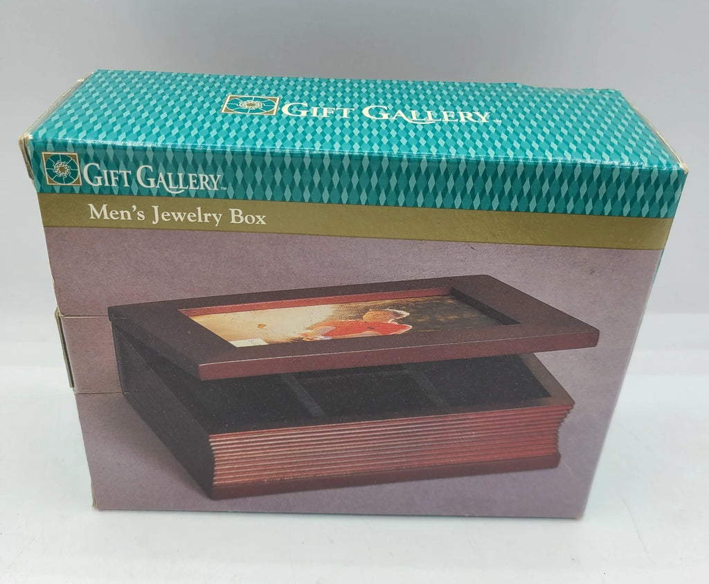 Kmart Gift Gallery Wooden Jewelry Organizer Box Mens Maroon Built-In Photo Frame | eBay