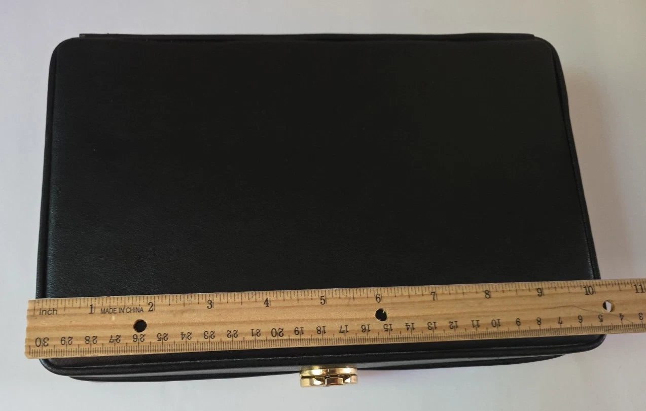 24 Grid Jewelry Box w/ Mirror Pouch & Key Attached Black Padded Top & Gold Clasp | eBay