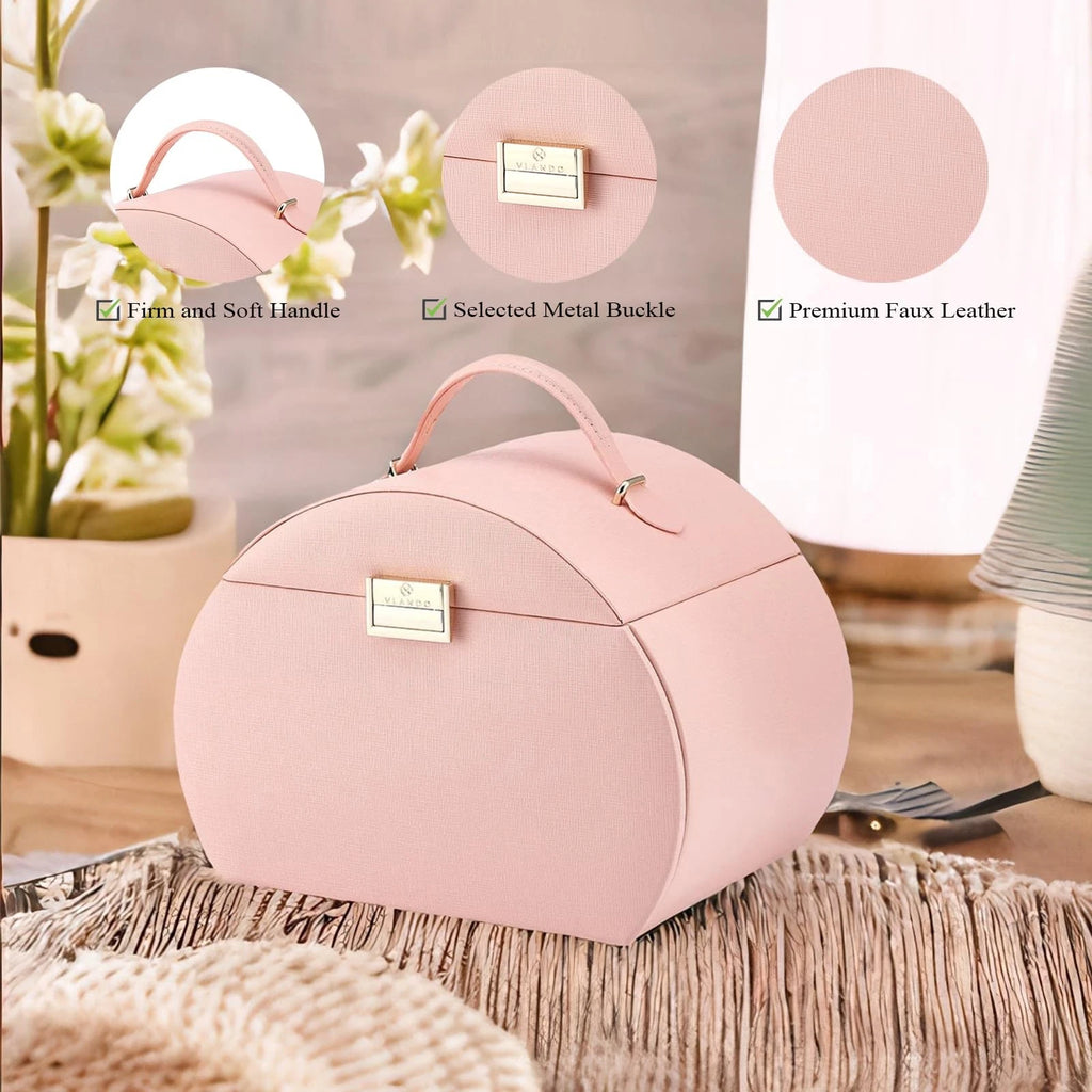 Princess-Style Luxury Jewelry Box, Leather Mirrored Necklaces Earrings Rings ... | eBay