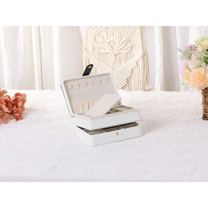 2 Layer PU Leather Jewelry Organizer Case W/ Drawer Elegant Storage Solution New | eBay