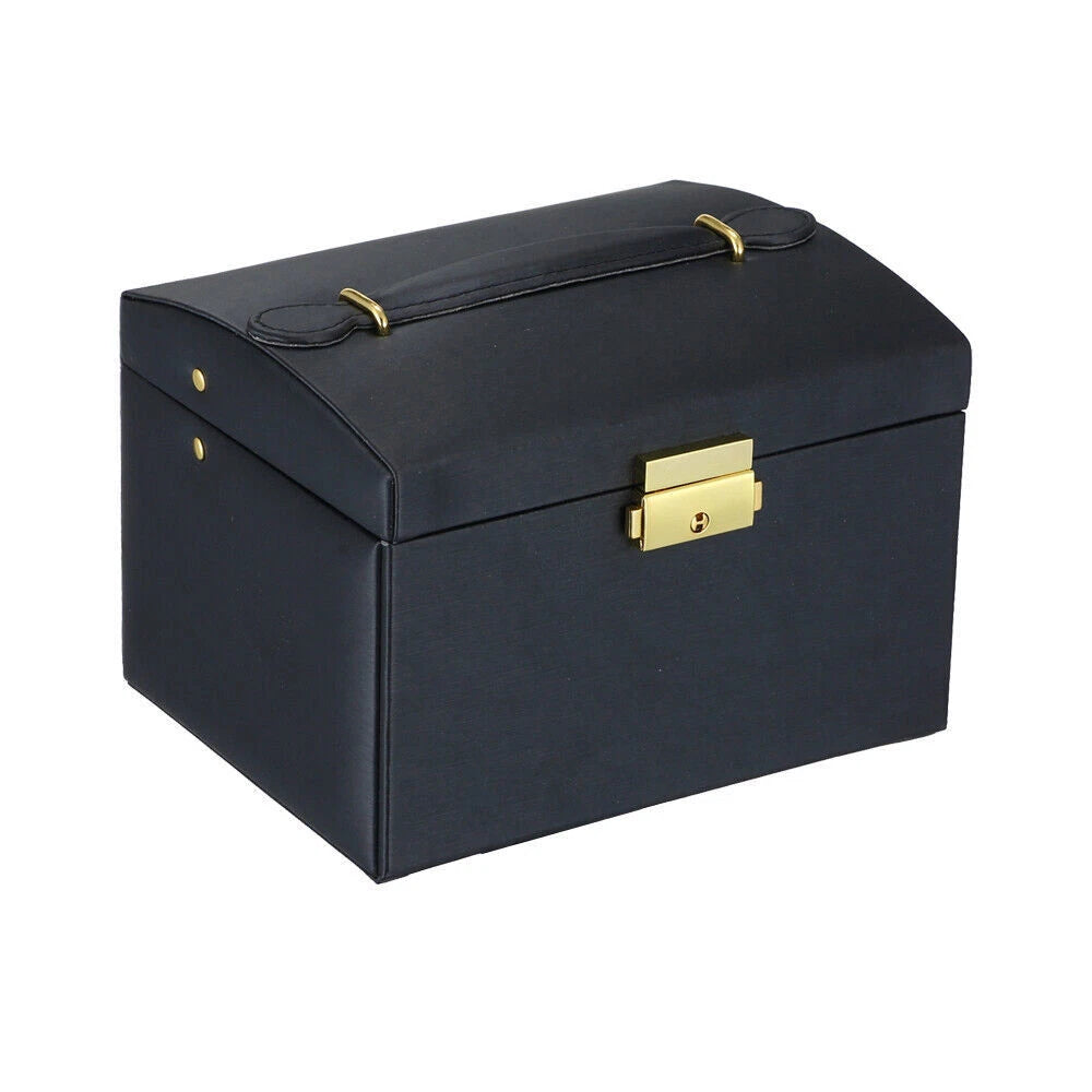 3-Tier Portable Jewelry Storage Case for Necklace Earrings Rings Bracelets Black | eBay