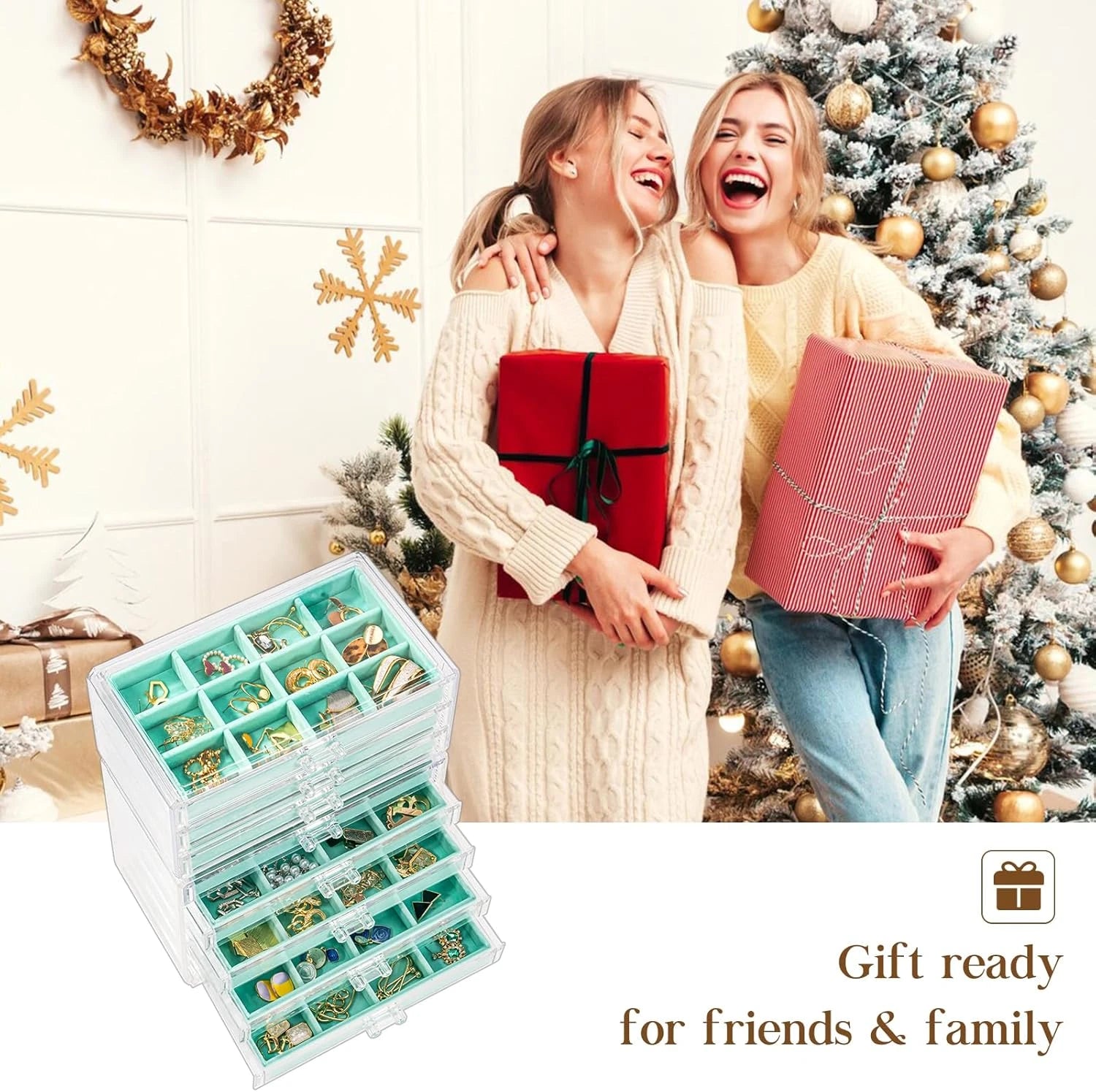 Earring Holder Organizer Jewelry Box with 8 Drawers, Acrylic Clear Earring Case | eBay