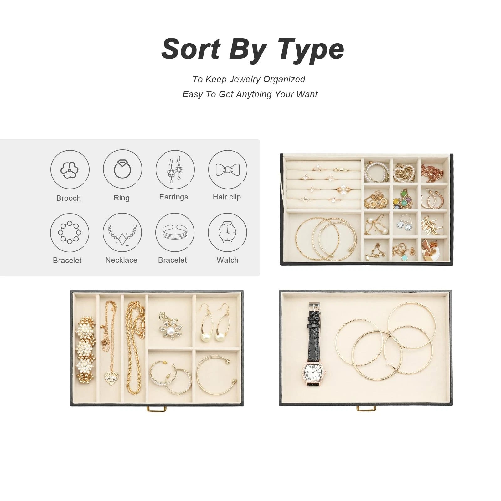 Jewelry Holder Organizer, Leather Jewelry Set Box with 2 Drawers, Jewelry Sto... | eBay