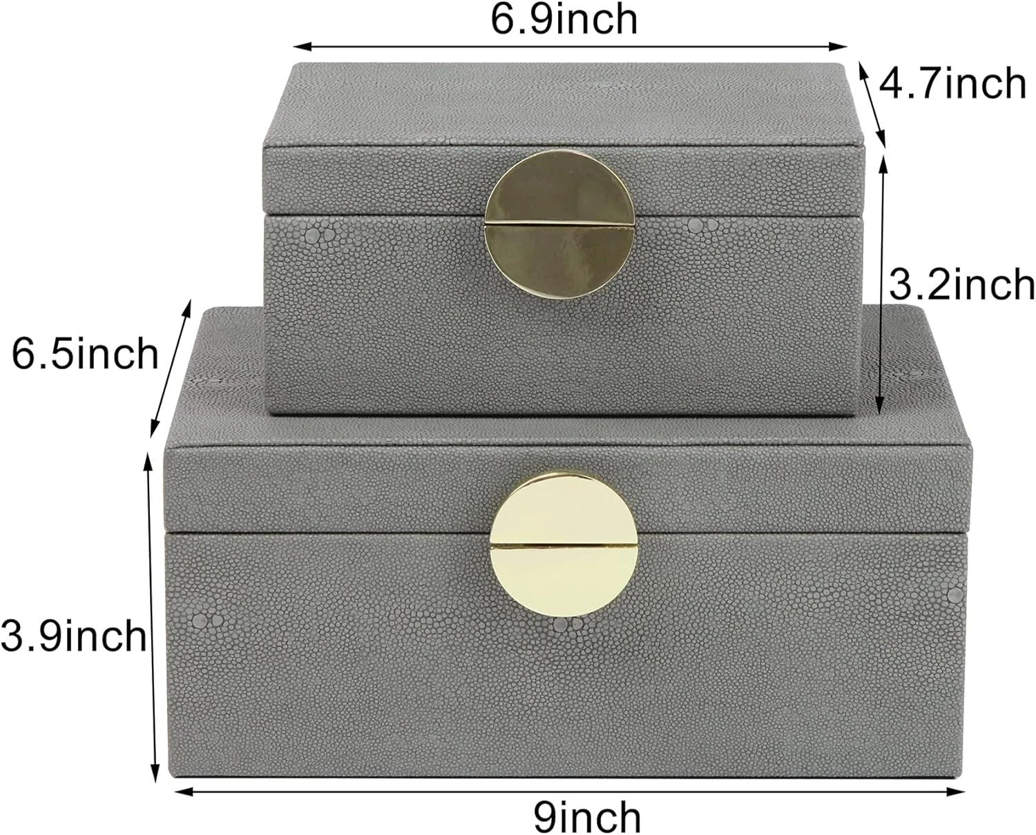 Faux Leather Jewelry Box with Gold Hardware Accents Set of 2 (Dark Gray) | eBay