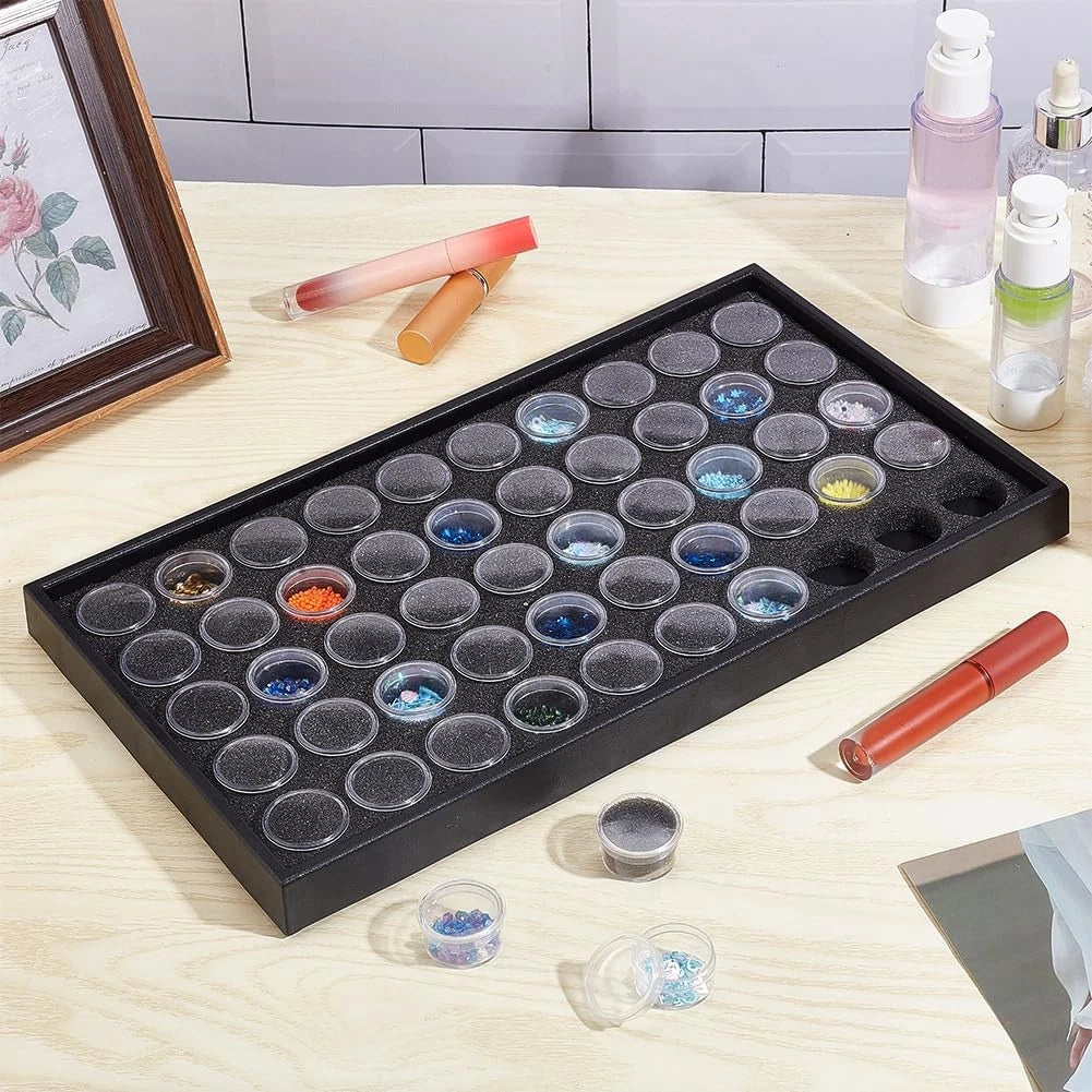 BENECREAT Black Foam Gem Jars Showcase with 50 Gemstones Storage Jar 37.5x21x | eBay