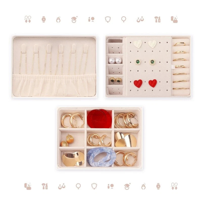 2 Layer PU Leather Jewelry Organizer Case W/ Drawer Elegant Storage Solution New | eBay