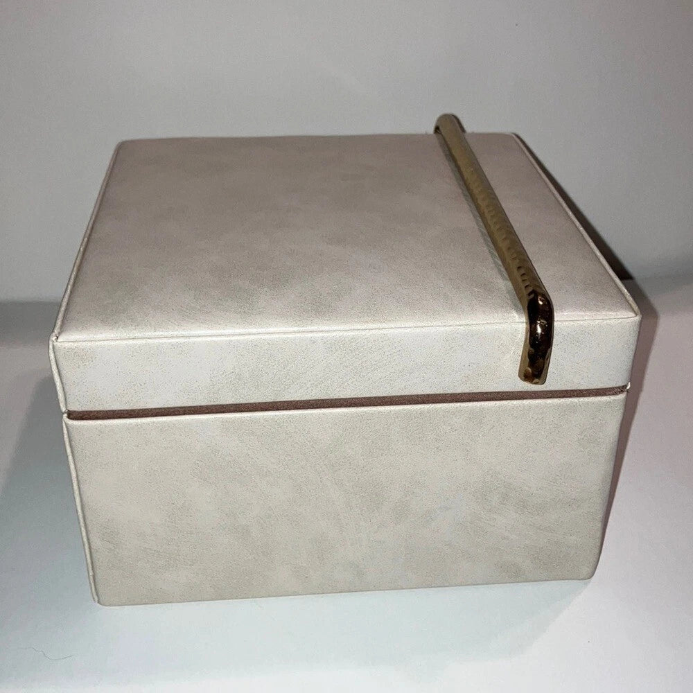 Cream Jewelry Box with Gold Accents - Faux Leather | eBay