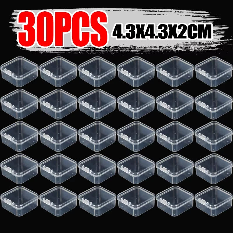 6/60Pcs Mini Plastic Box Square Transparent Storage Box for Jewelry Earrings Rin | eBay