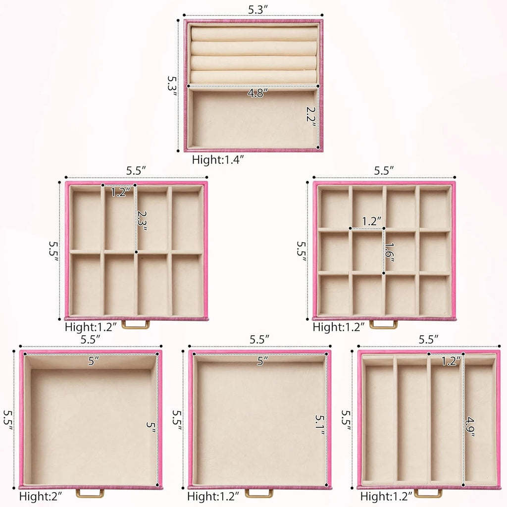 6-Tier Jewelry Box Lockable Leather Jewelry Storage Case with 5 Drawers for Wome | eBay