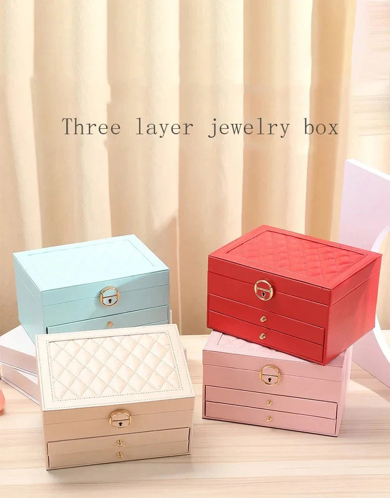 Leather Drawer Necklace Earrings Bracelets Jewelry Storage Box Organizer Display | eBay