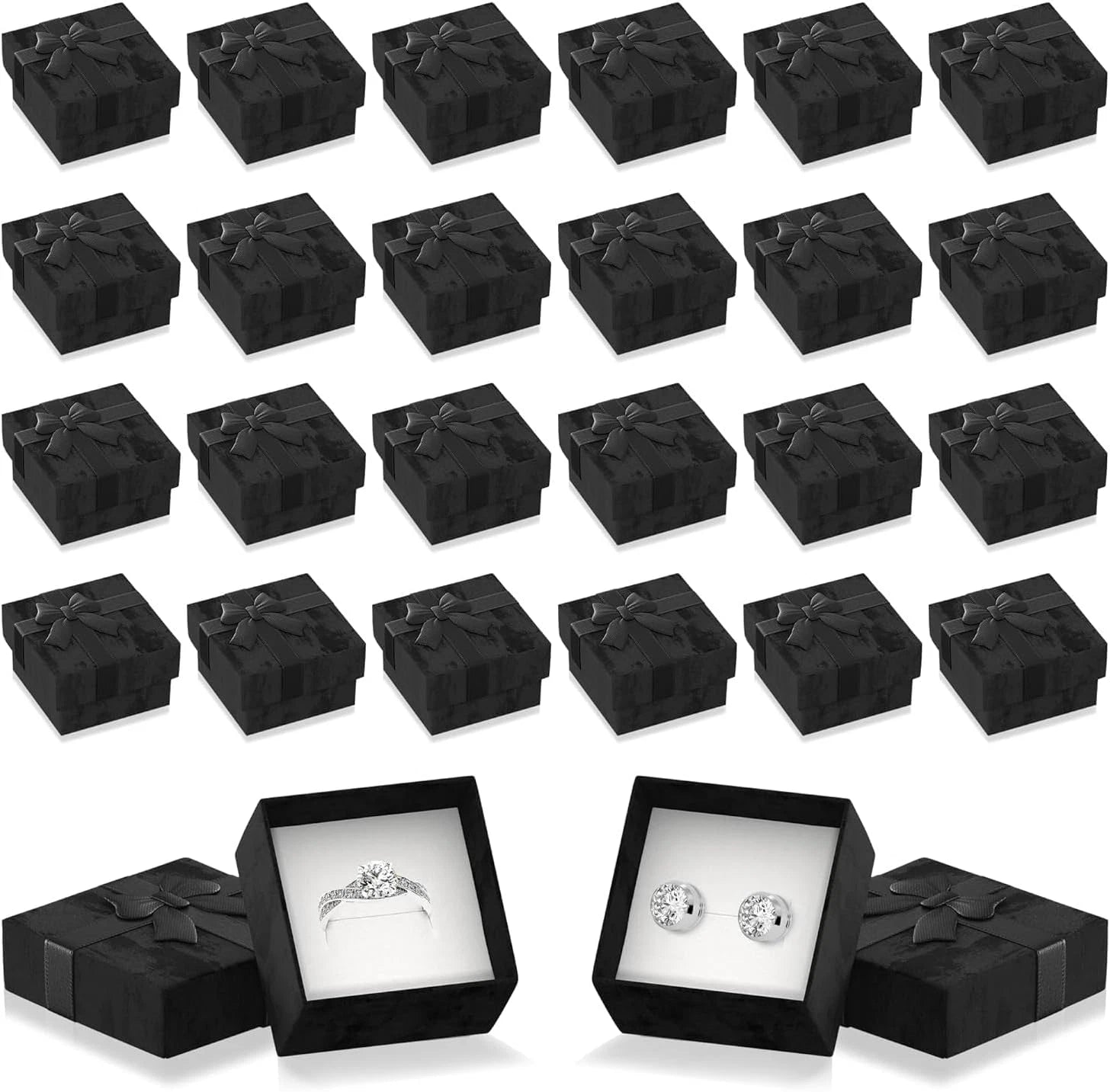 Set of 24 Black Ring Gift Box - Elegant Design Ring Jewelry Box Set, Lightweight | eBay