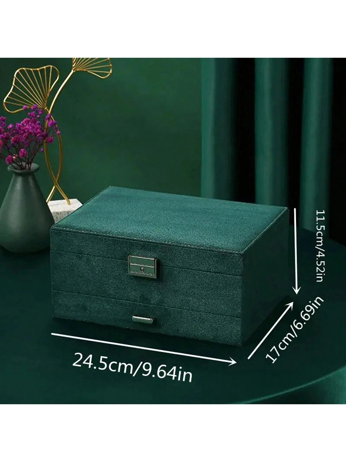 1Pc 3 Layer Jewelry Storage Box, Vintage Velvet Lockable Jewelry Box, Storage Or | eBay