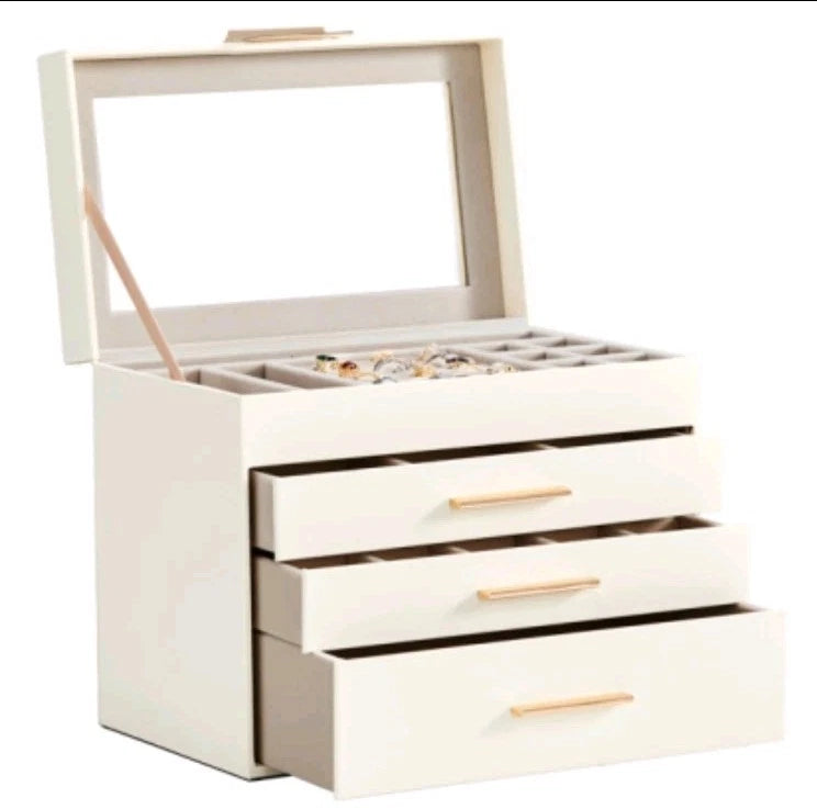 Visible Storage With 2-drawer White Cabinet And Pink Velvet Jewelry Box | eBay