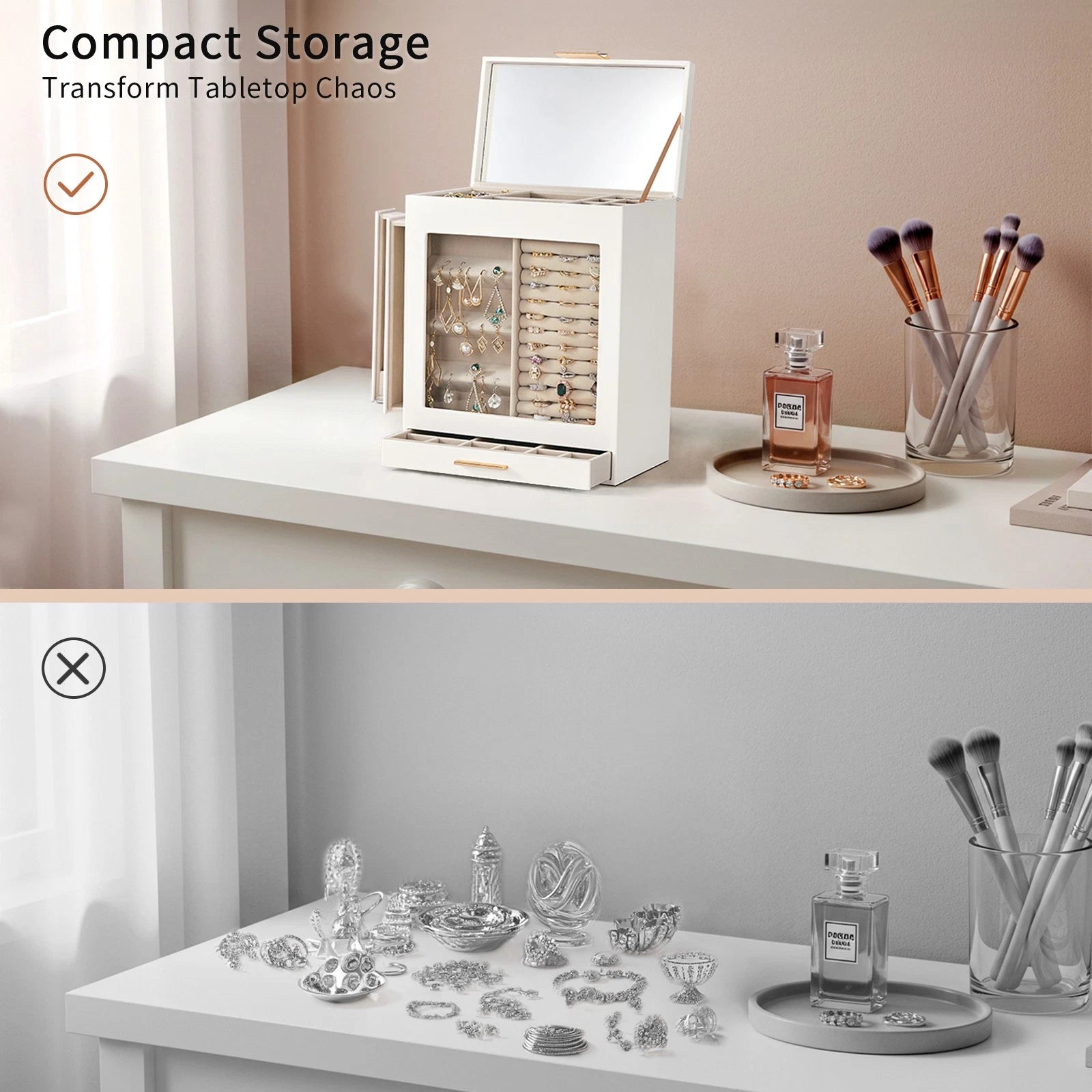 Elegant 4-Drawer Jewelry Box with Clear Front & Pink Velvet Interior | eBay