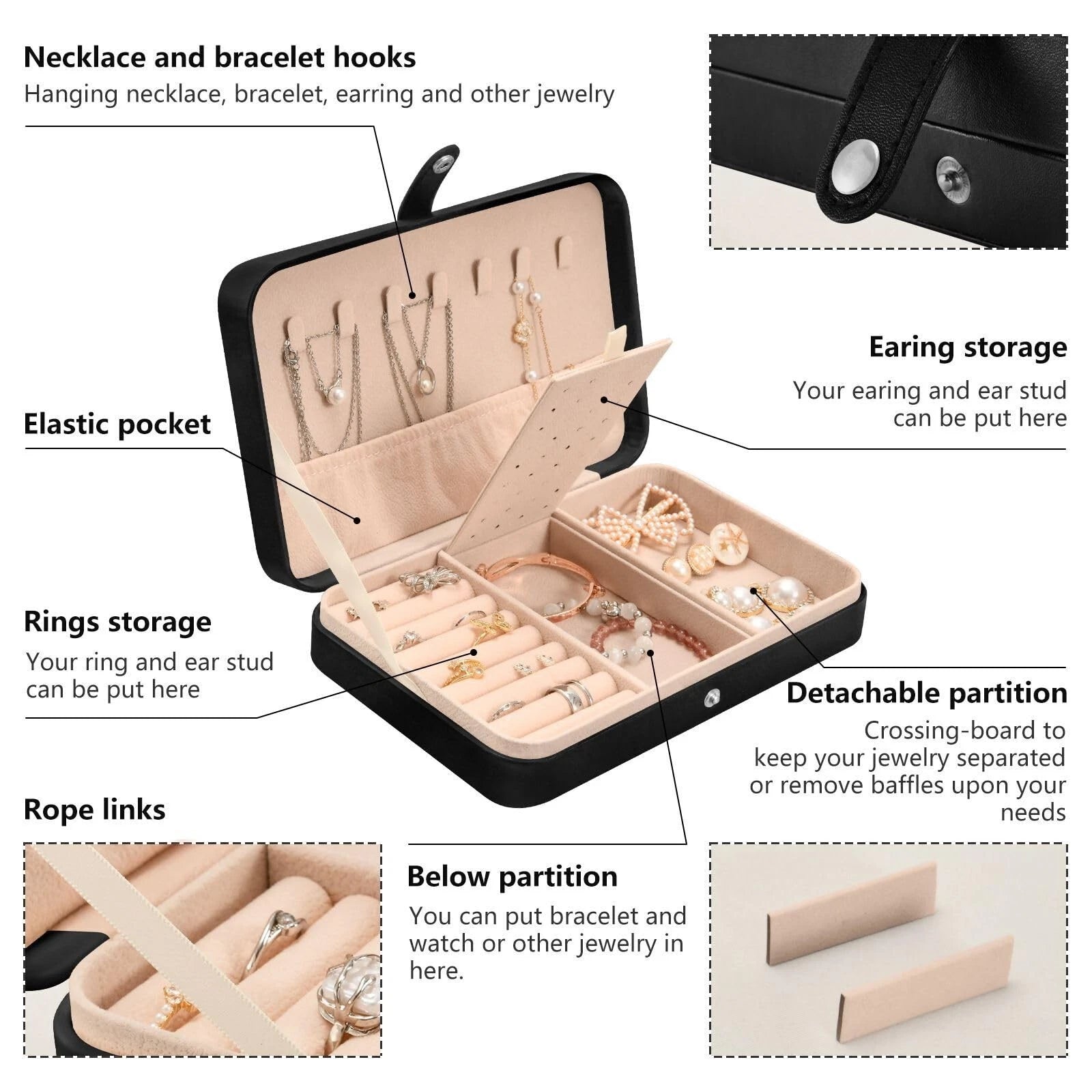 senya Leather Jewelry Box, Spring Dragonfly Necklace Ring Earrings Storage Or... | eBay