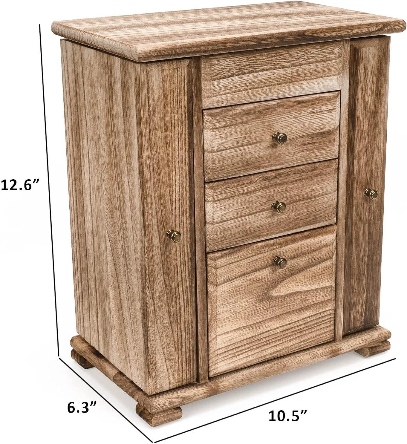 Rustic Wooden Jewelry Box Display for Women Jewelry Organizer w/ Mirror 4 Layer | eBay