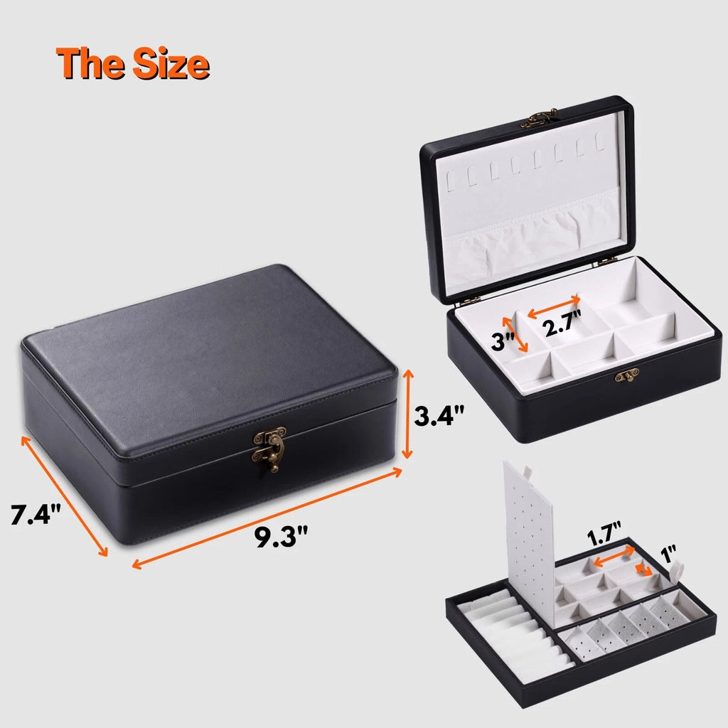 2-Layer Jewelry Box for Women, Floating Effect Leather Jewelry Organizer with... | eBay