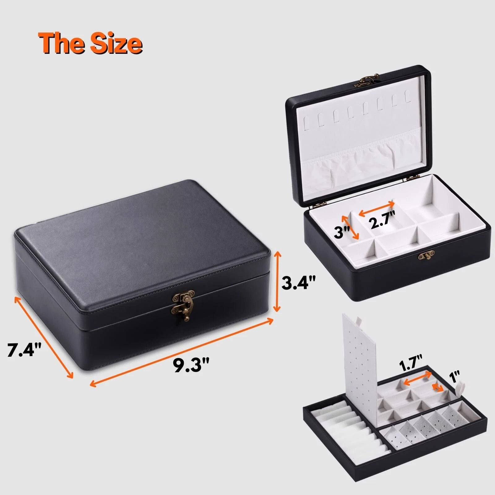 2-Layer Jewelry Box for Women, Floating Effect Leather Jewelry Organizer with... | eBay
