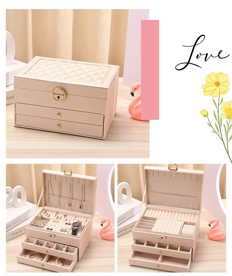 Leather Drawer Necklace Earrings Bracelets Jewelry Storage Box Organizer Display | eBay