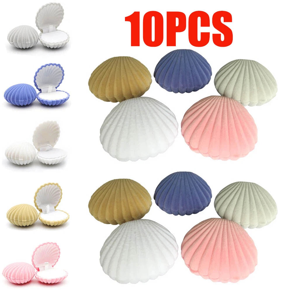 10Pcs Shell Velvet Ring Case Earrings Necklace Jewelry Display Storage Gift Box | eBay