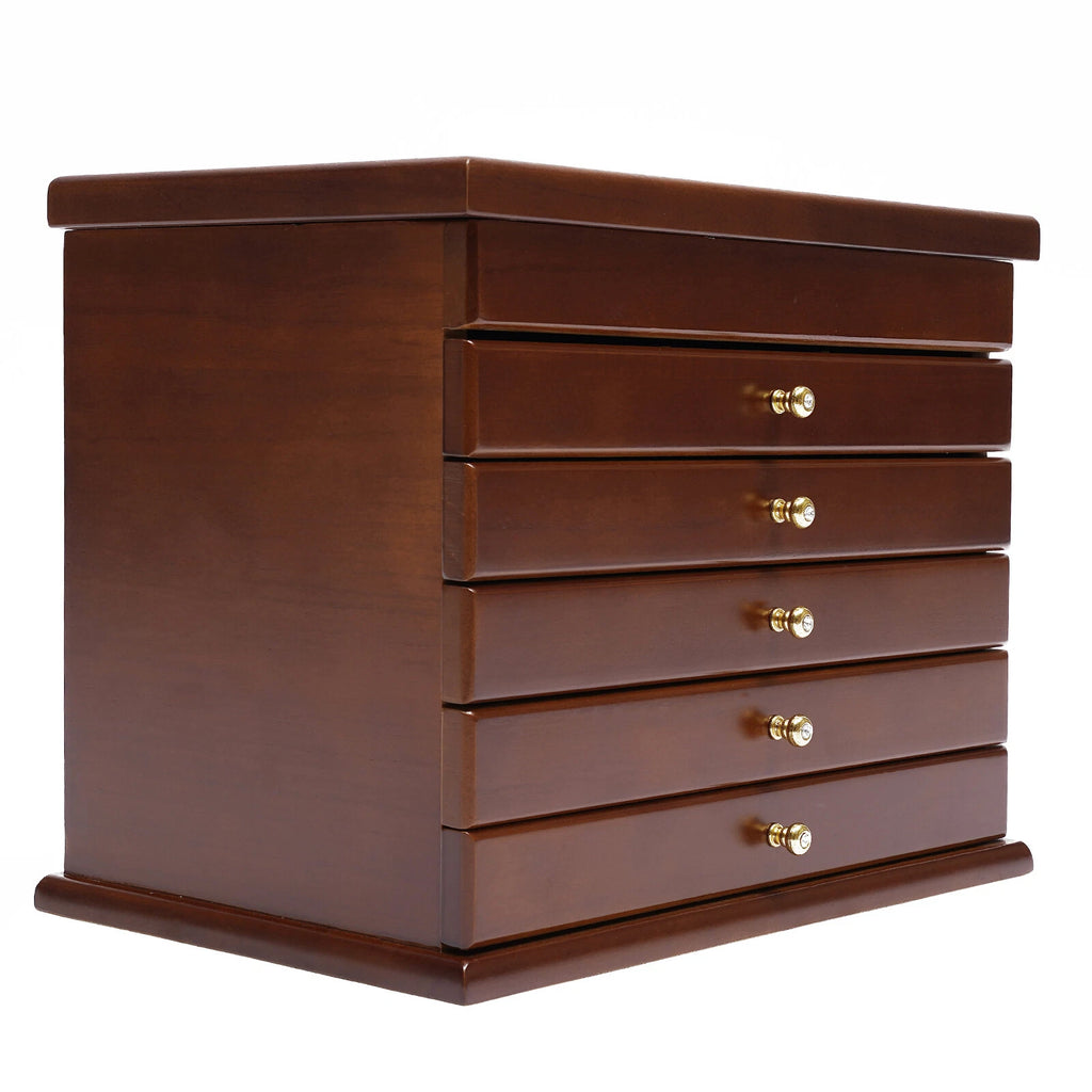 6 Layers Wooden Jewelry Box Storage Cabinet Watch Bracelets Rings Organizer Case | eBay