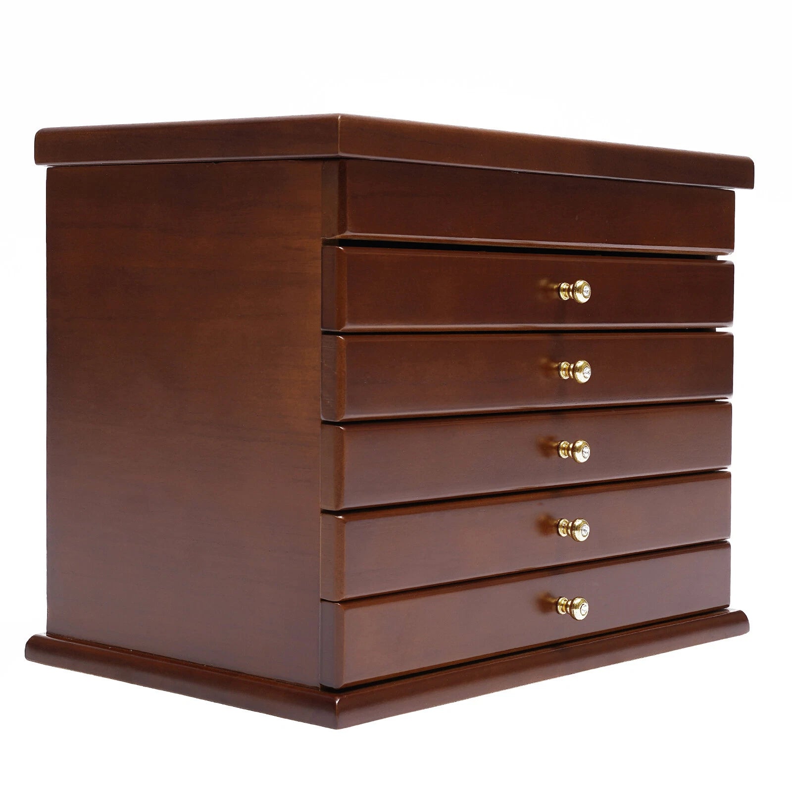 6 Layers Wooden Jewelry Box Storage Cabinet Watch Bracelets Rings Organizer Case | eBay