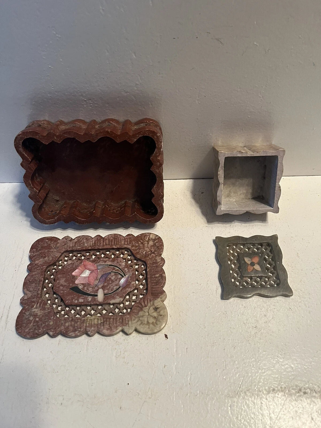 2 stone or hard resin jewelry boxes small items | eBay