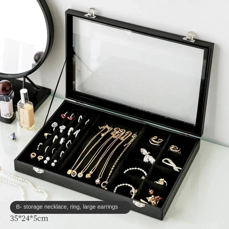 Jewelry Storage Box with Clear Lid for Earrings Necklaces Rings Organizer Holder | eBay