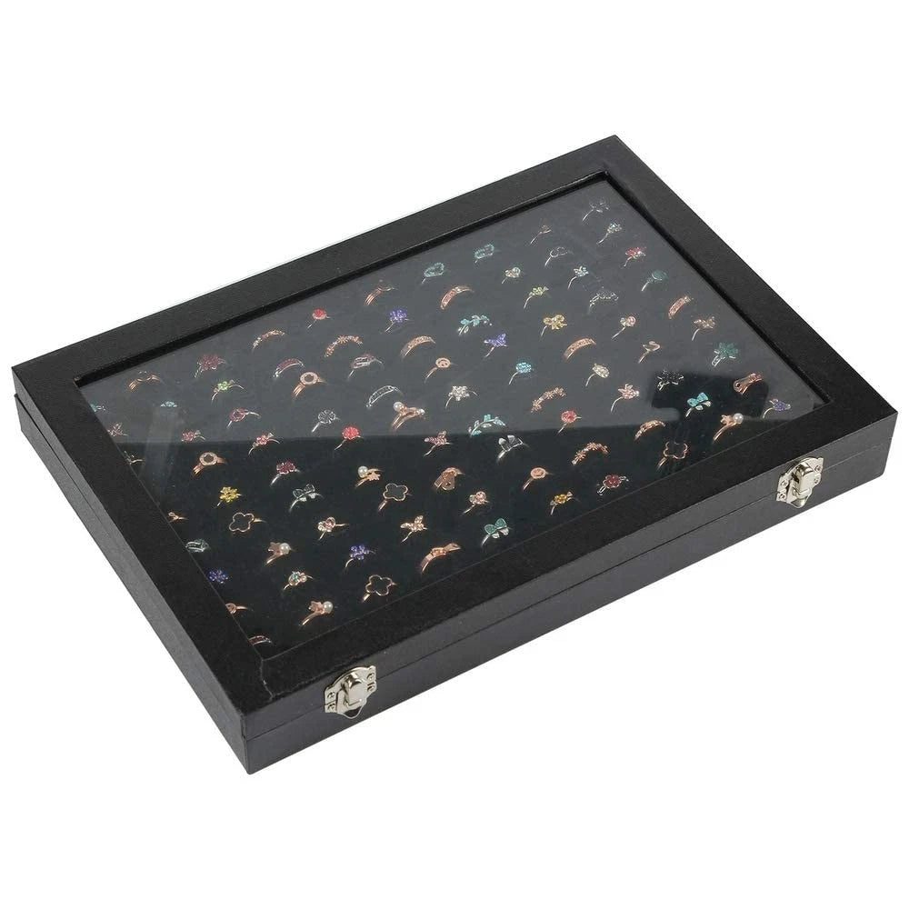 Ring Display Case Organizer Box with Transparent Lid, 100 Slots Ring Storage ... | eBay