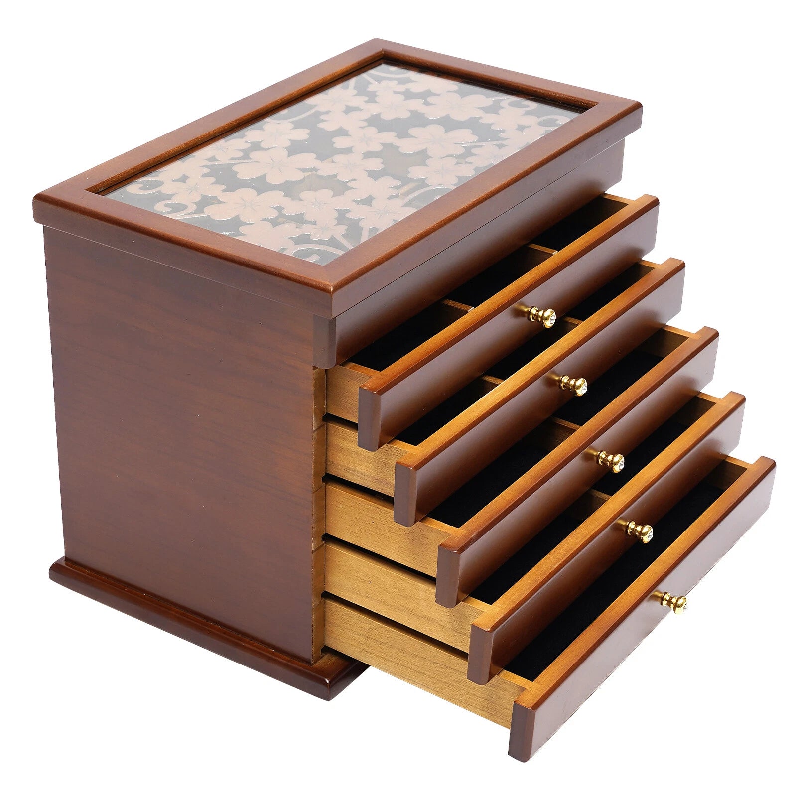 6 Layers Wooden Jewelry Box Storage Cabinet Watch Bracelets Rings Organizer Case | eBay