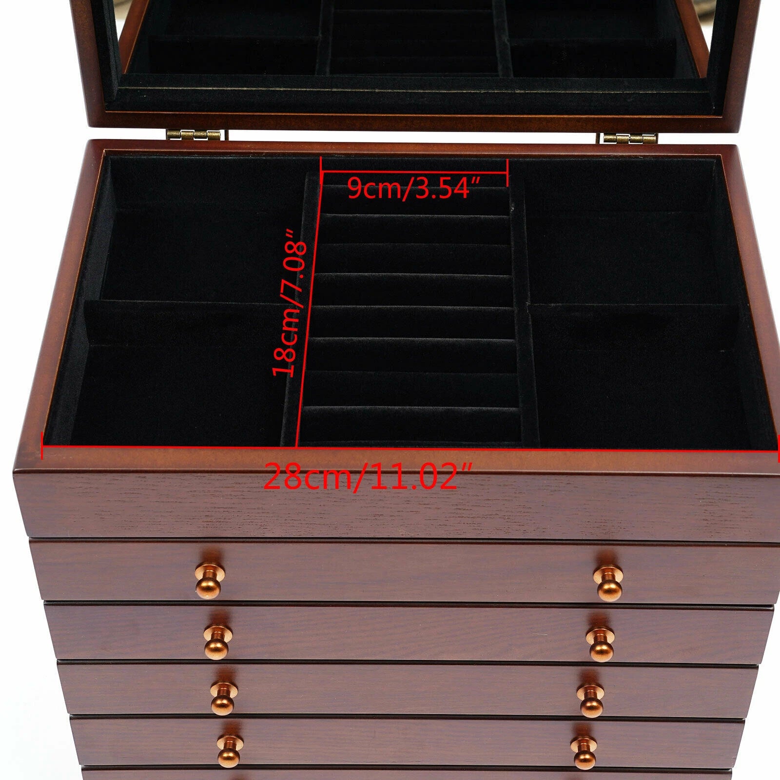 Wooden Jewelry Storage Box 6 Layer Watches Necklace Case Cabinet with Drawers | eBay