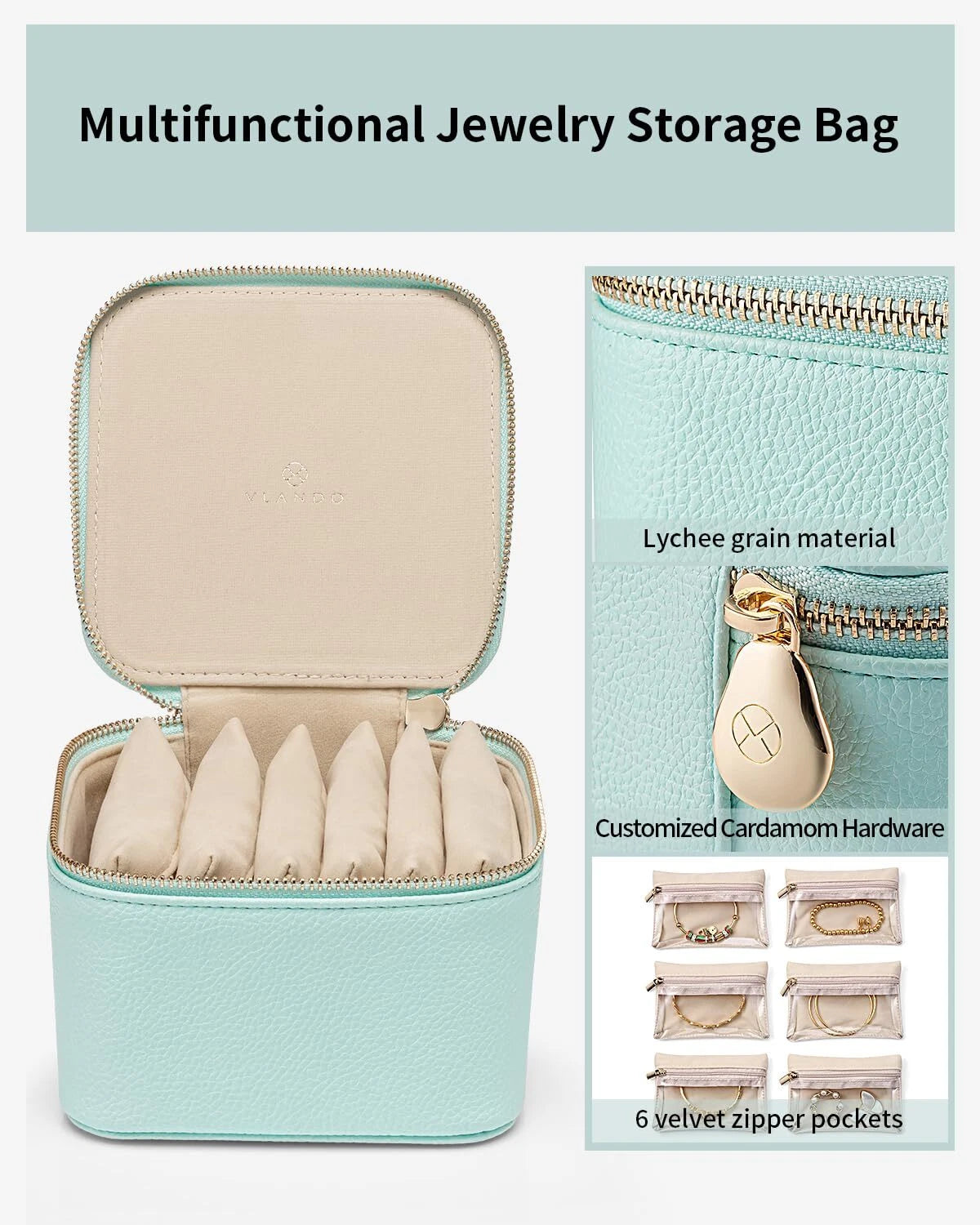 Vlando Travel Jewelry Box for Women Faux Leather Jewelry Box with 6 Velvet Je... | eBay