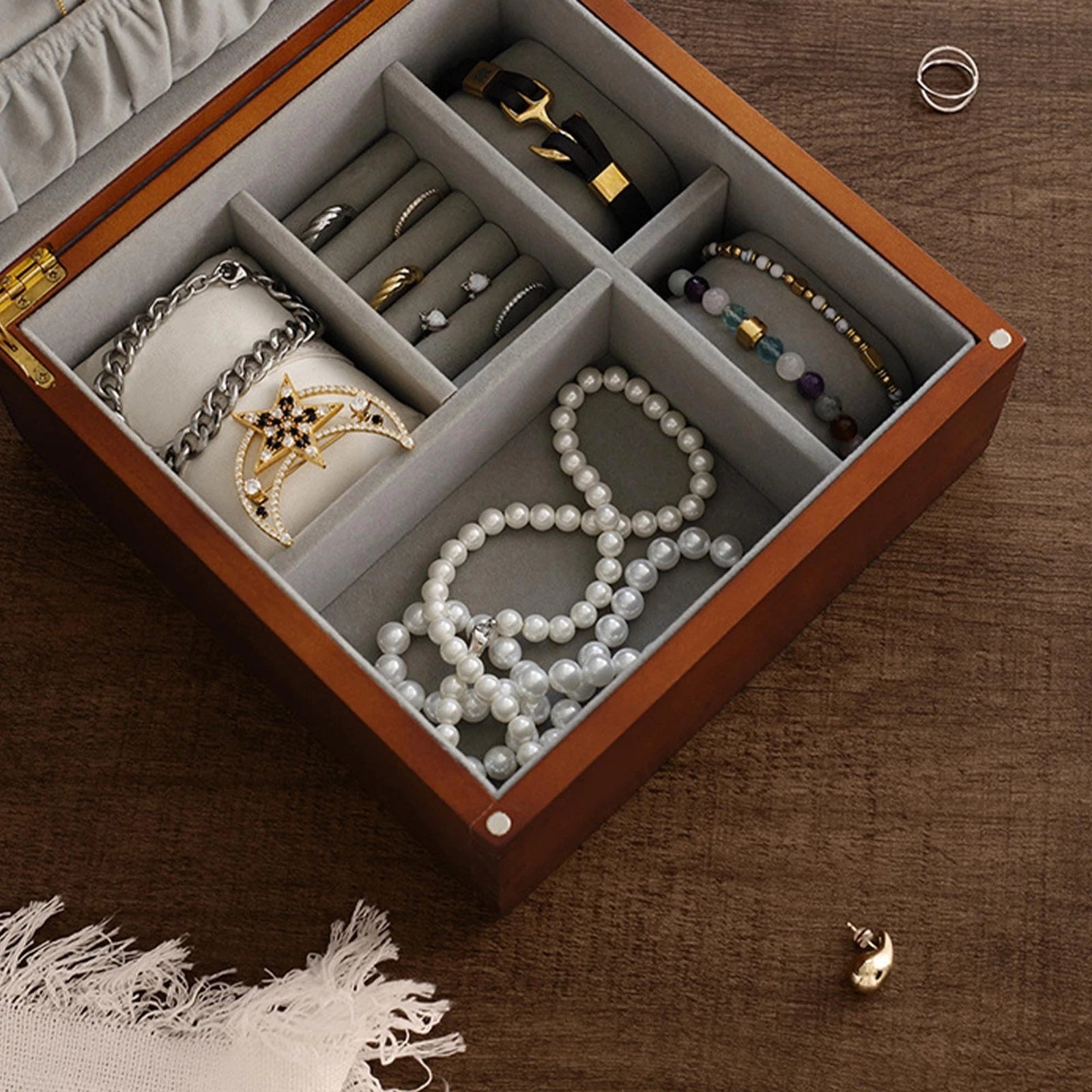 Mu&Ti Wooden Jewelry Box Organizer for Women, Wood Jewelry Organizer Storage ... | eBay