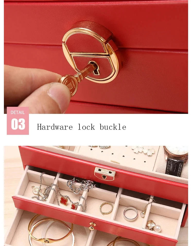 Leather Drawer Necklace Earrings Bracelets Jewelry Storage Box Organizer Display | eBay