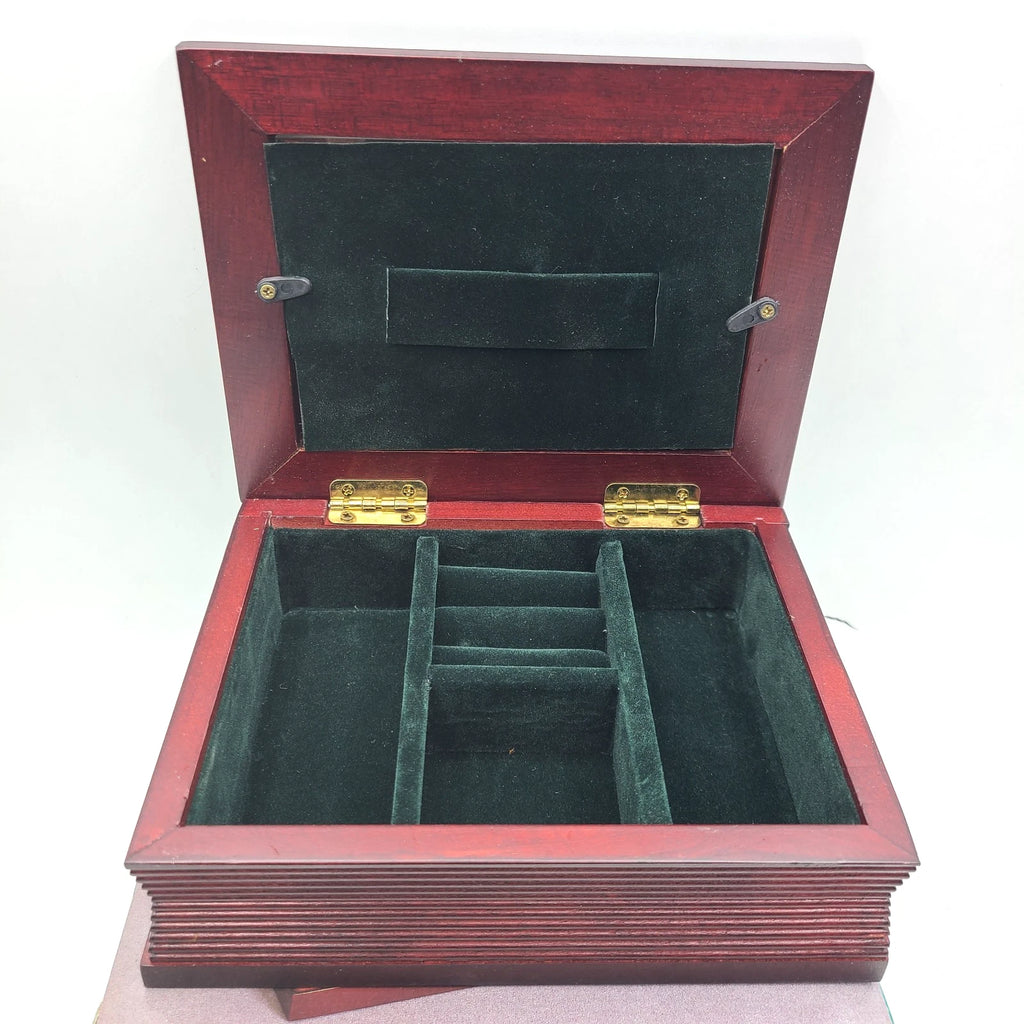 Kmart Gift Gallery Wooden Jewelry Organizer Box Mens Maroon Built-In Photo Frame | eBay