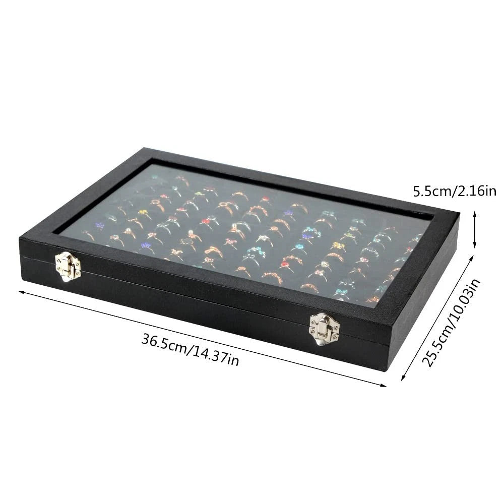Ring Display Case Organizer Box with Transparent Lid, 100 Slots Ring Storage ... | eBay