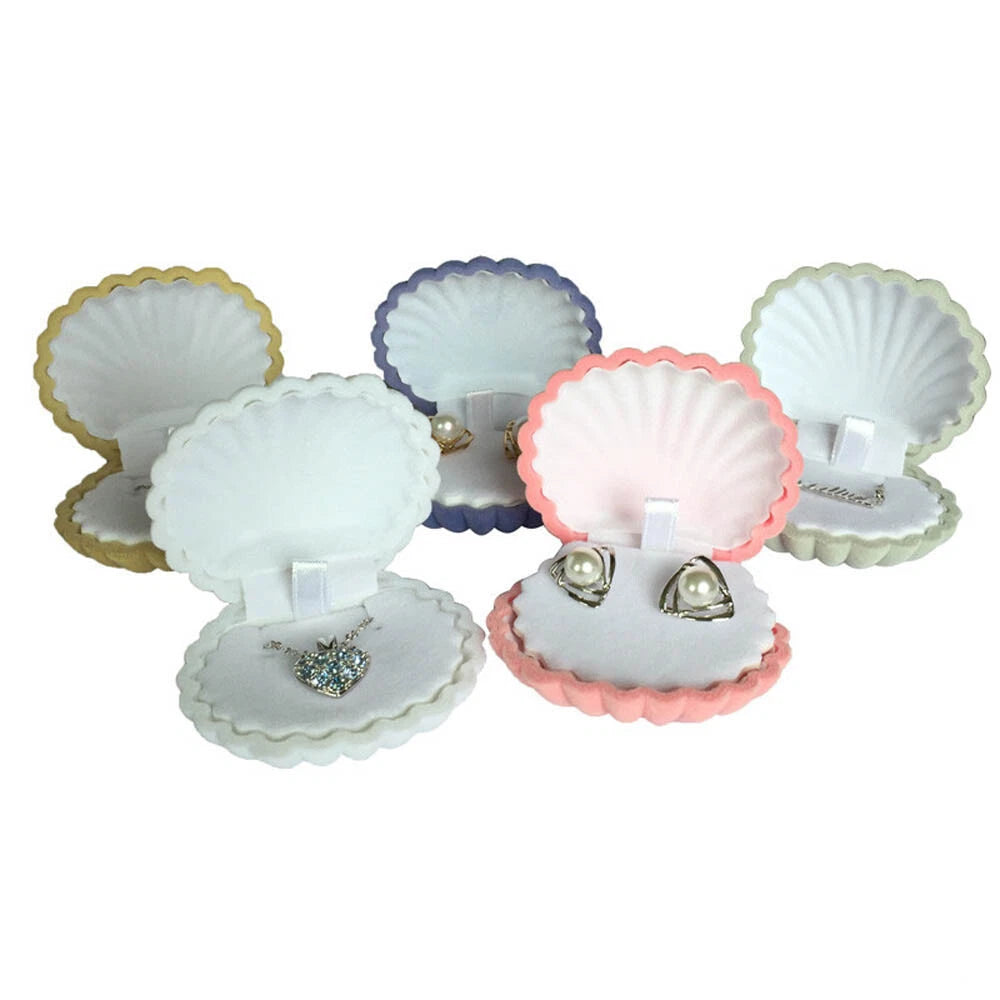 10Pcs Shell Velvet Ring Case Earrings Necklace Jewelry Display Storage Gift Box | eBay