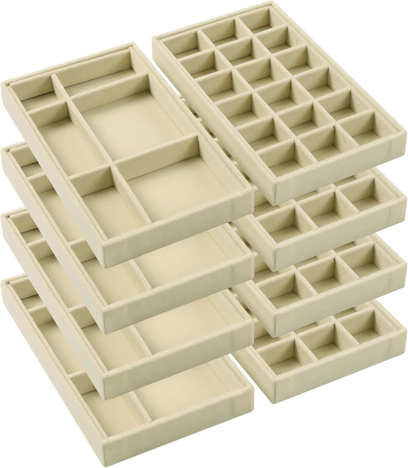 Set of 8 Stackable Velvet Jewelry Trays Organizer, Jewelry Storage Box Display T | eBay