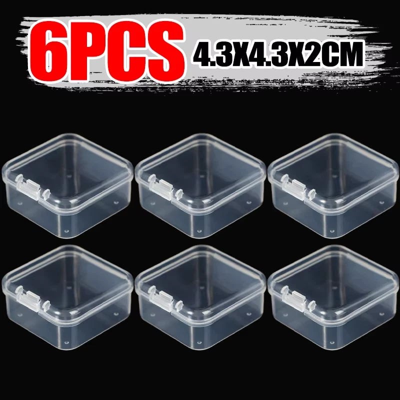6/60Pcs Mini Plastic Box Square Transparent Storage Box for Jewelry Earrings Rin | eBay