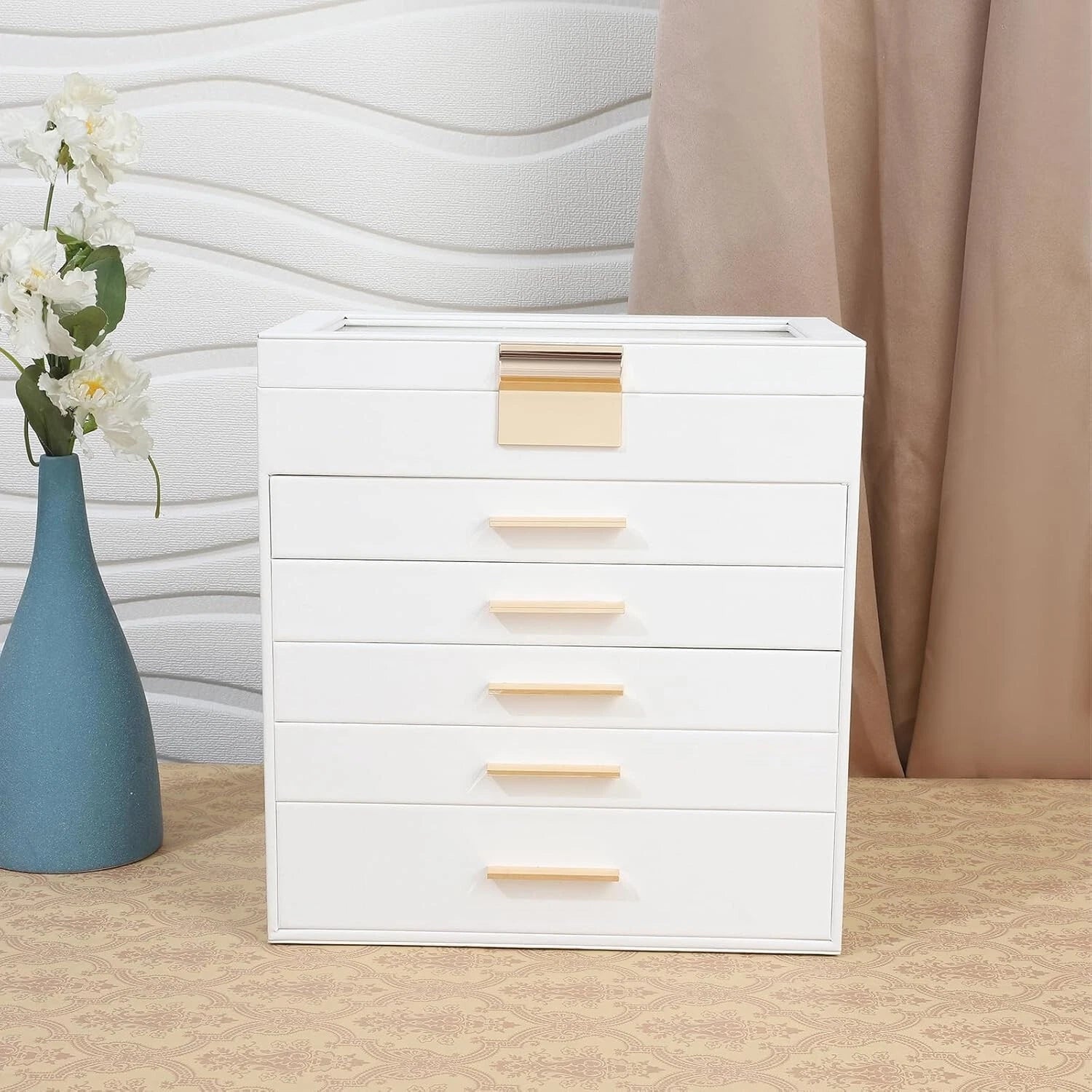 BOOVO Jewelry Boxes for Women, White and Black 6 Layer Large Jewelry Box for ... | eBay