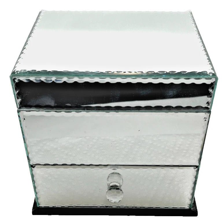 Mirrored Jewelry Box W/ Lid & Drawer Mirrored On All Sides Organizer Women’s! | eBay