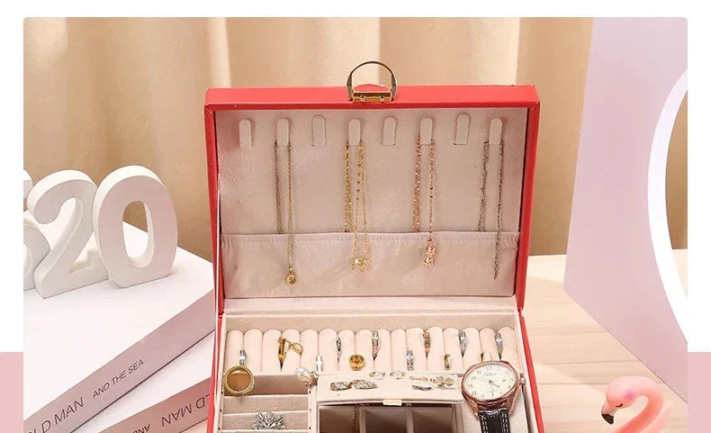 Leather Drawer Necklace Earrings Bracelets Jewelry Storage Box Organizer Display | eBay