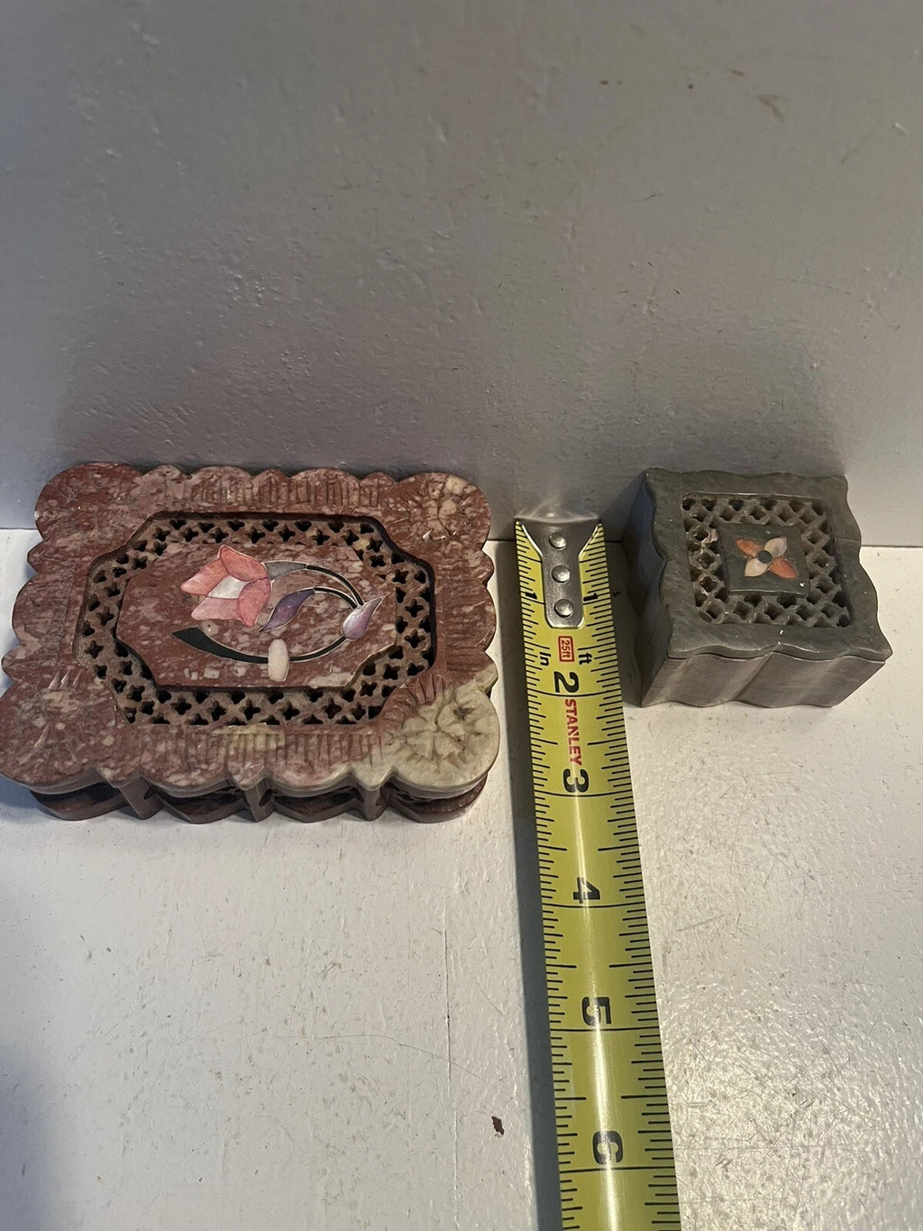 2 stone or hard resin jewelry boxes small items | eBay