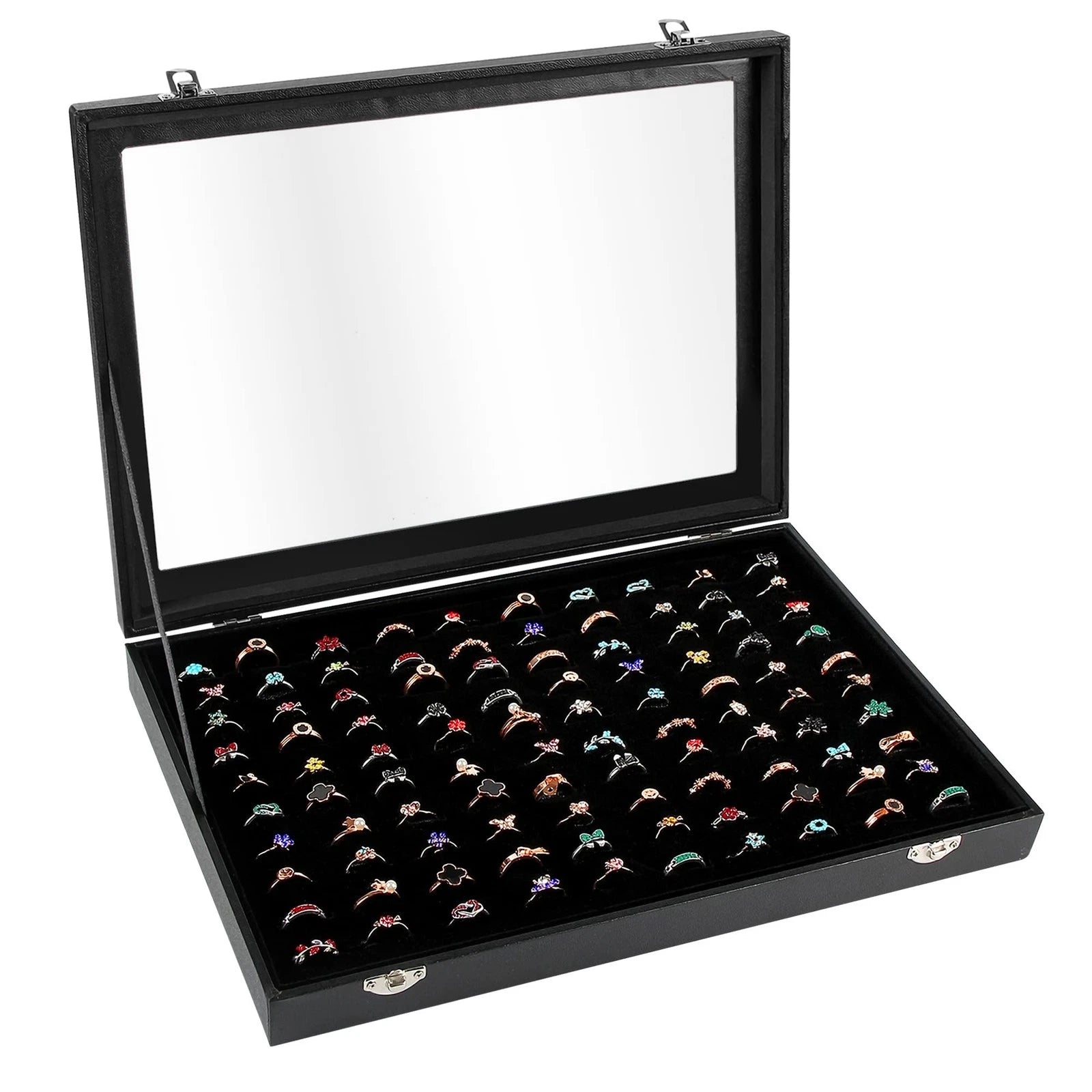 Ring Display Case Organizer Box with Transparent Lid, 100 Slots Ring Storage ... | eBay