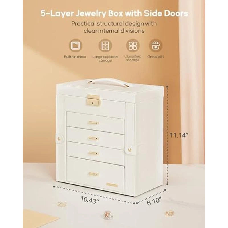 Jewelry Box Organizer Lockable Mirrored Storage Necklaces Watches Earrings New | eBay