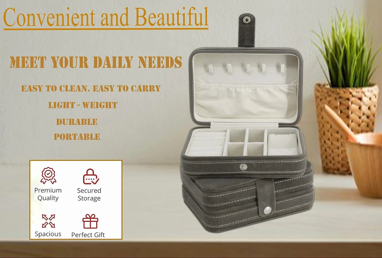 Velvet Small Jewelry makeup Box for Women Girls,Travel Portable Jewelry Case ... | eBay