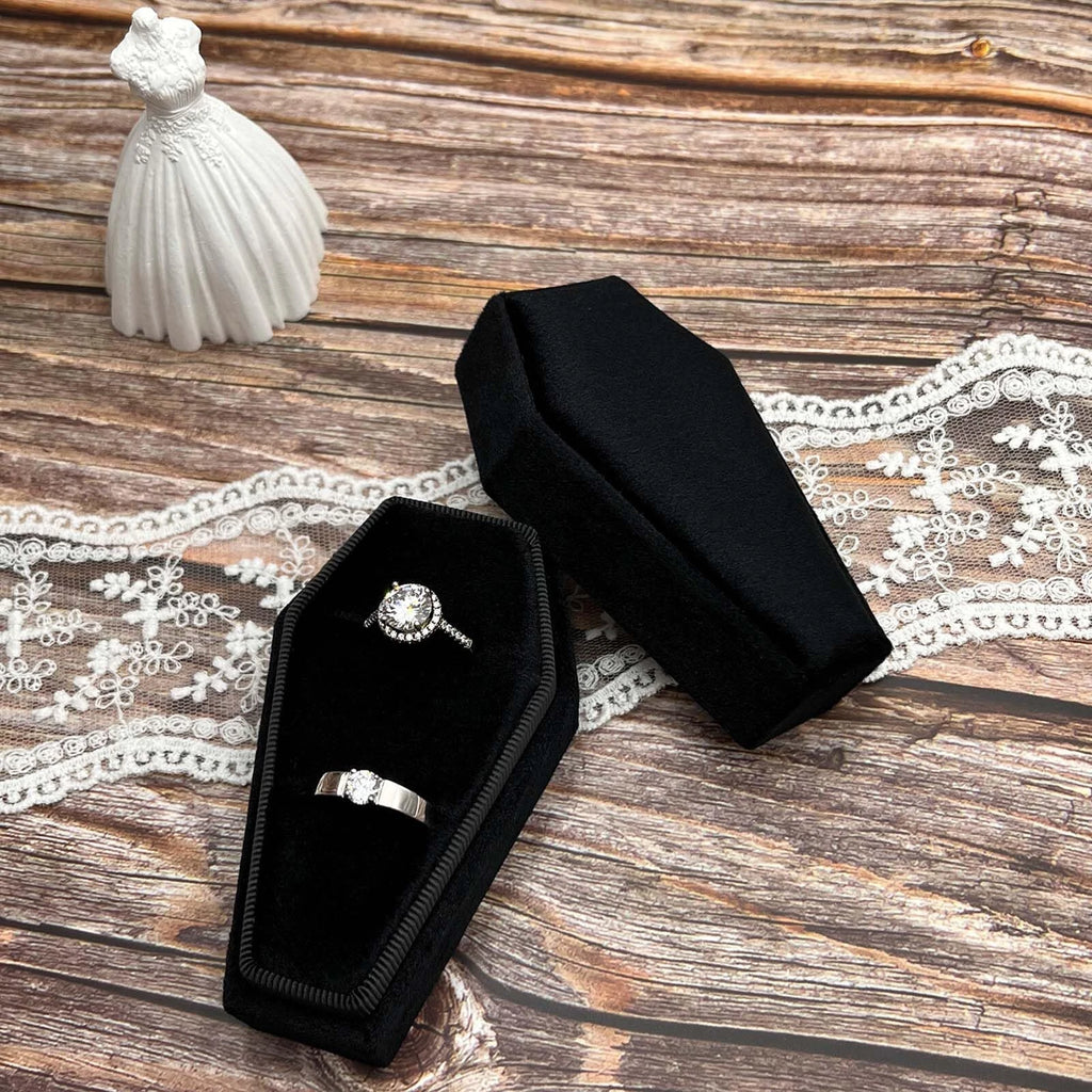 Gothic Coffin Ring Box - Premium Handmade Velvet Wedding Engagement Rings Bea... | eBay