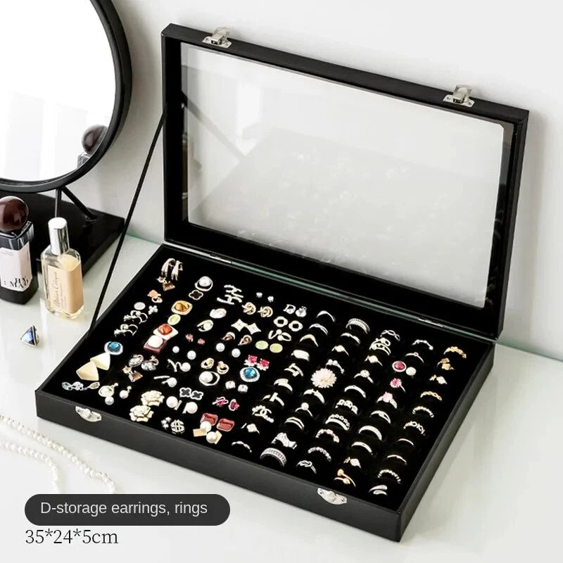Jewelry Storage Box with Clear Lid for Earrings Necklaces Rings Organizer Holder | eBay