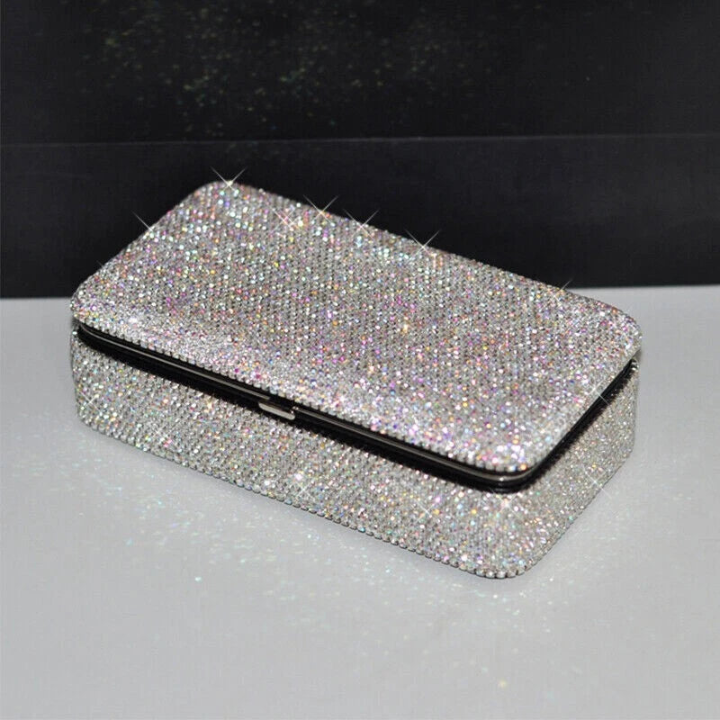 Rhinestone Jewelry Box with Mirror Portable Cosmetic Jewelry Earrings Ring Case | eBay